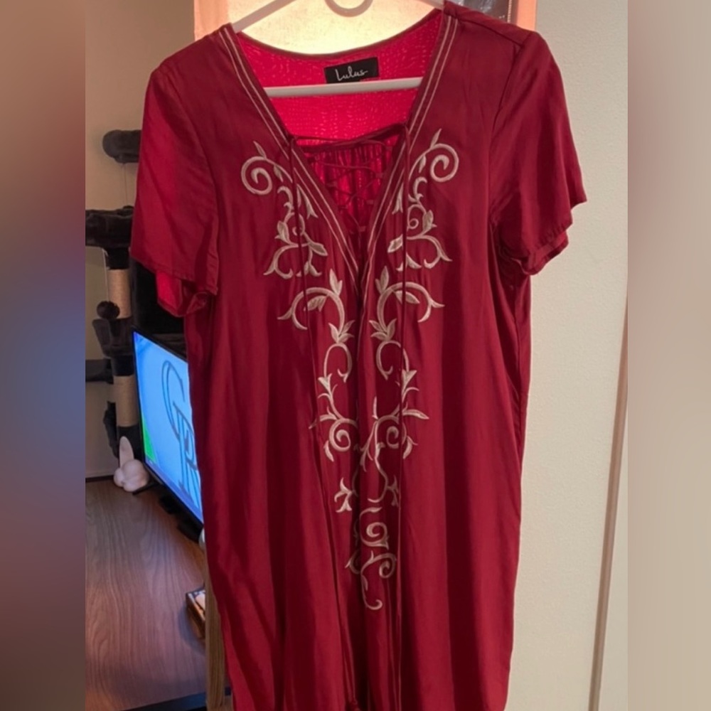Red Lulu’s Lace up Dress